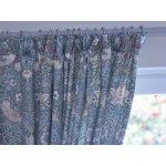 William Morris Strawberry Thief Slate Lined Curtains & Tiebacks